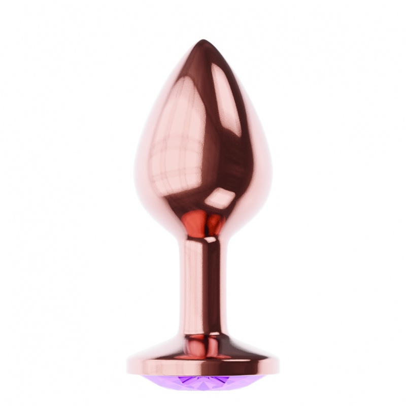 Korek analny Diamond Amethyst Shine L Rose Gold - metalowy z kryształem ametystowym, długość 8,3 cm, średnica 3,3 cm - 2