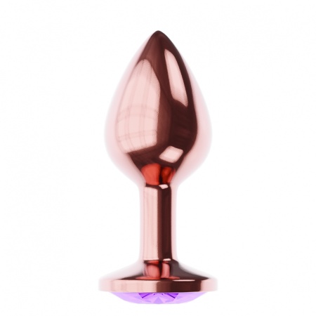 Korek analny Diamond Amethyst Shine L Rose Gold - metalowy z kryształem ametystowym, długość 8,3 cm, średnica 3,3 cm - 2