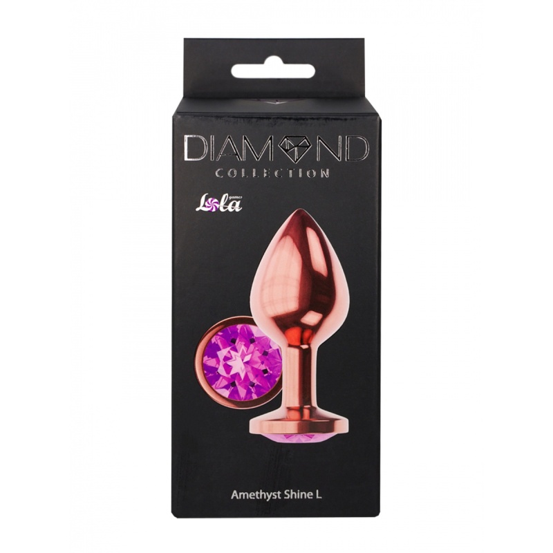 Korek analny Diamond Amethyst Shine L Rose Gold - metalowy z kryształem ametystowym, długość 8,3 cm, średnica 3,3 cm - 4