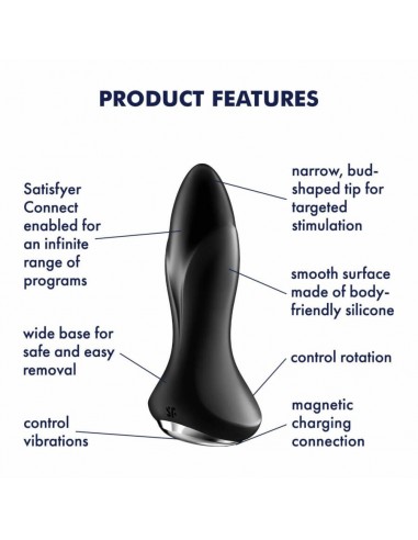 Plug-Vibrator Rotation Plug 1 Connect App (Black)