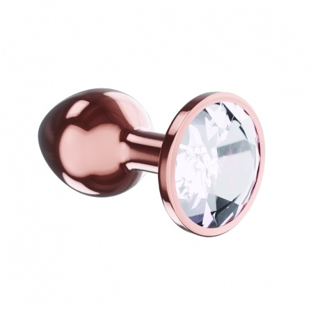 Korek analny Diamond Moonstone Shine L w kolorze różowego złota - stal nierdzewna, kryształ, długość 8,3 cm, średnica 3,3 cm - 1