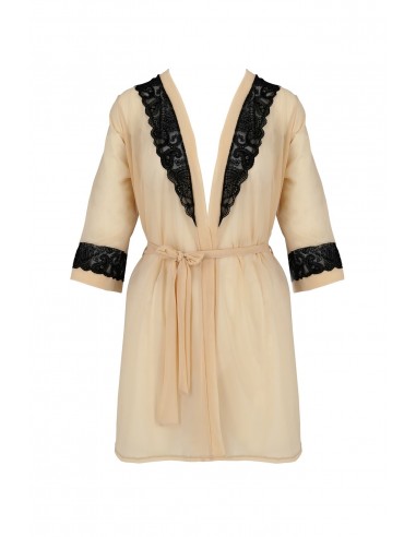 Bielizna-DAISY PEIGNOIR beige S/M