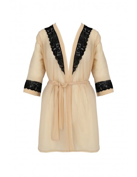 Bielizna-DAISY PEIGNOIR beige S/M