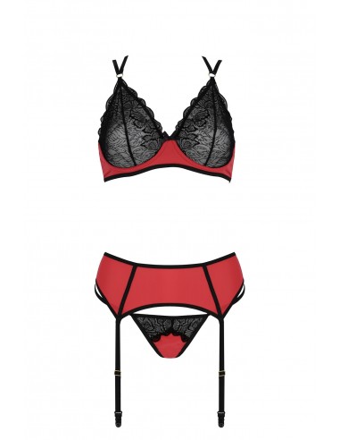 Bielizna-MAGNOLIA SET red S/M