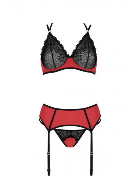 Bielizna-MAGNOLIA SET red S/M