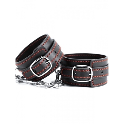 Black Leather Wrist Cuffs - 1