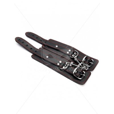 Black Leather Wrist Cuffs - 1 2