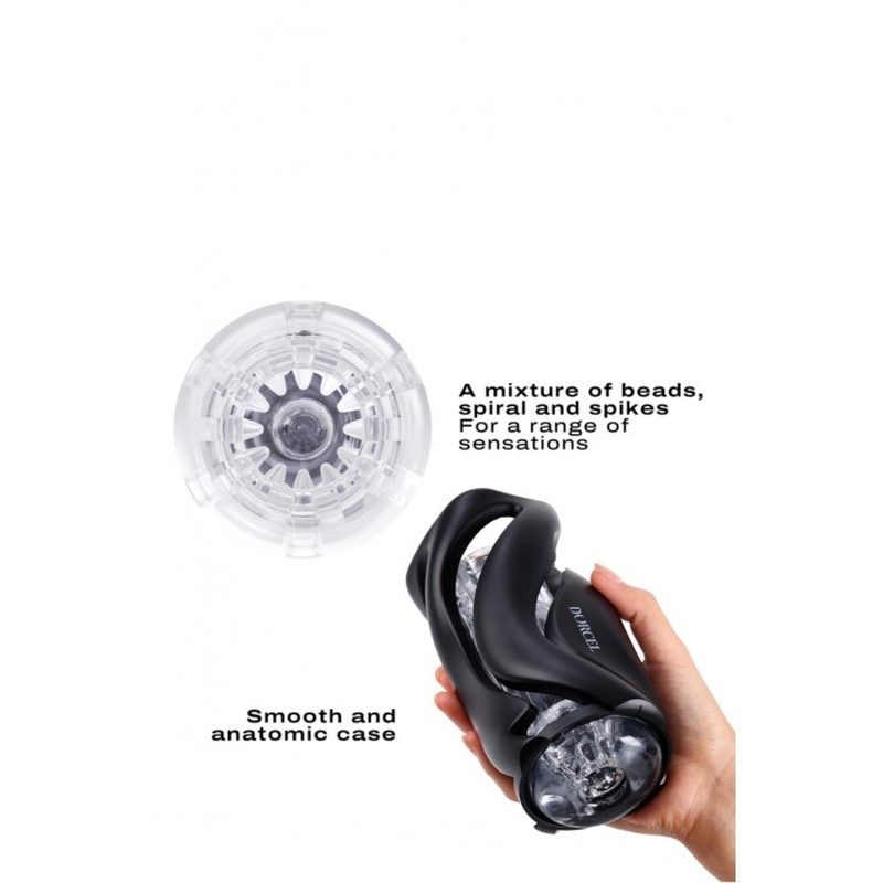 Masturbator ręczny Deep Blow Black z wymiennymi przezroczystymi wkładkami TPE/TPR, 20 × 8 cm - 3