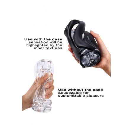 Masturbator ręczny Deep Blow Black z wymiennymi przezroczystymi wkładkami TPE/TPR, 20 × 8 cm - 4