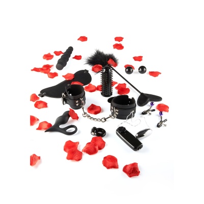 Zestaw erotyczny Starter Kit Black 10-częściowy z wibracjami, 18 cm - 1 2