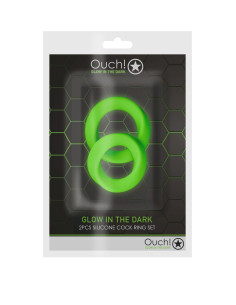 2 pcs Cock Ring Set - Glow in the Dark - Neon Green