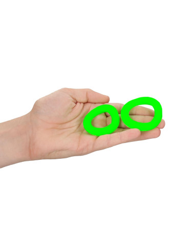 2 pcs Cock Ring Set - Glow in the Dark - Neon Green
