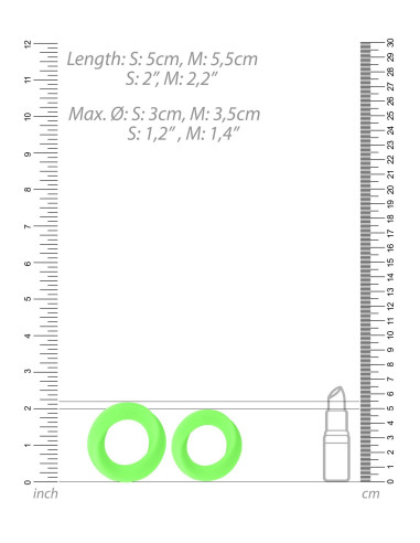 2 pcs Cock Ring Set - Glow in the Dark - Neon Green