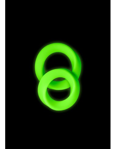 2 pcs Cock Ring Set - Glow in the Dark - Neon Green