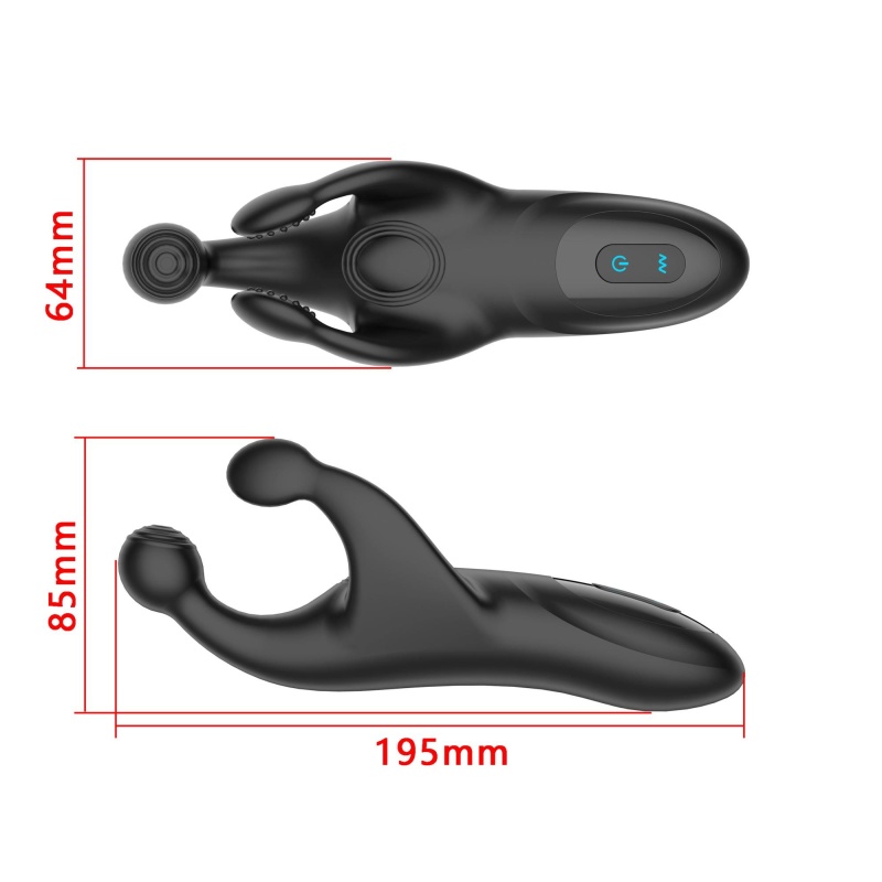 Stimulator penisa Tapping & Vibrating - trójstronna, otwarta konstrukcja wymiarowo dopasowana do obwodu i długości, silikon medy - 11