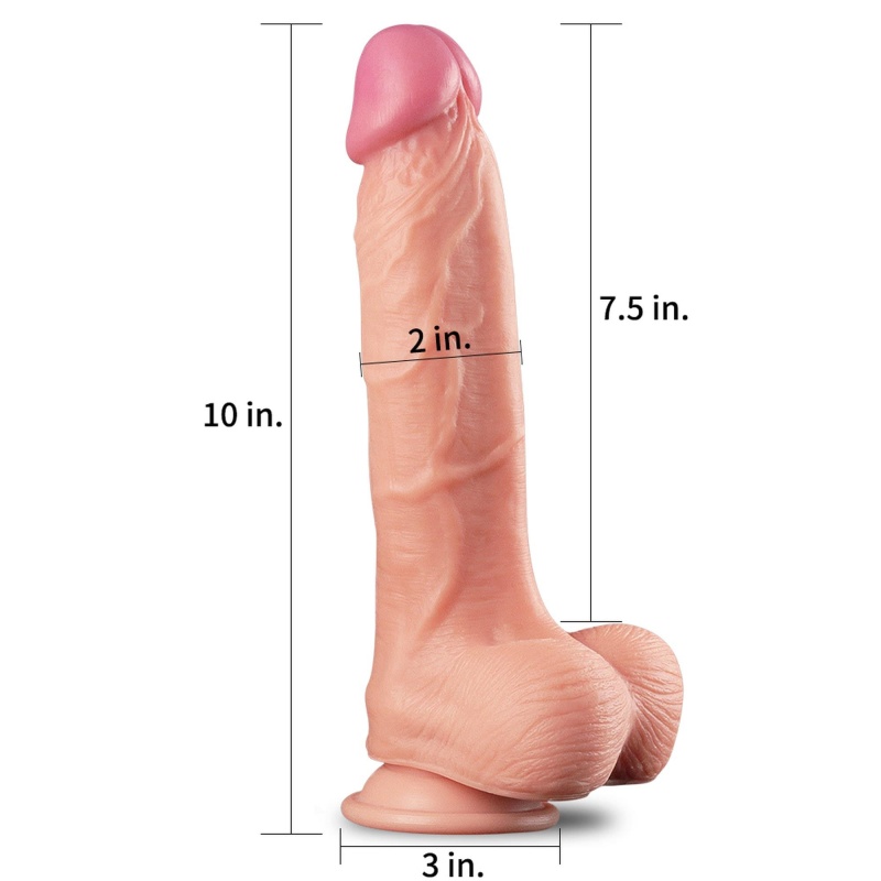 Dwuwarstwowy Dildo Silikonowy 25 cm z Przyssawką Realistyczny - 2
