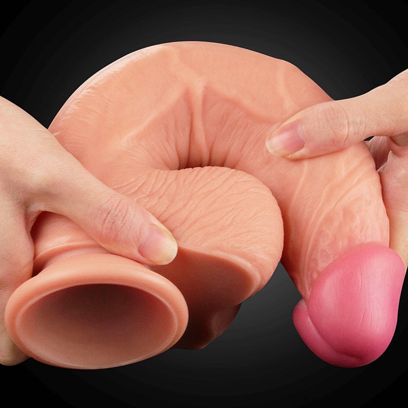 Dwuwarstwowy Dildo Silikonowy 25 cm z Przyssawką Realistyczny - 5