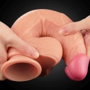 Dwuwarstwowy Dildo Silikonowy 25 cm z Przyssawką Realistyczny - 5