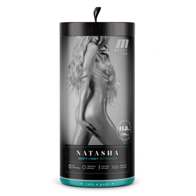 Masturbator Natasha Beige - żebrowany kanał, otwarty, wibrator-kulka, 17,7 cm - 1