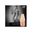 Masturbator Natasha Beige - żebrowany kanał, otwarty, wibrator-kulka, 17,7 cm - 5