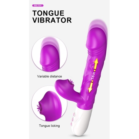 Wibrator SiliconeTongue - silikon medyczny, 10 funkcji, ruch posuwisto-zwrotny i ogrzewanie - 3