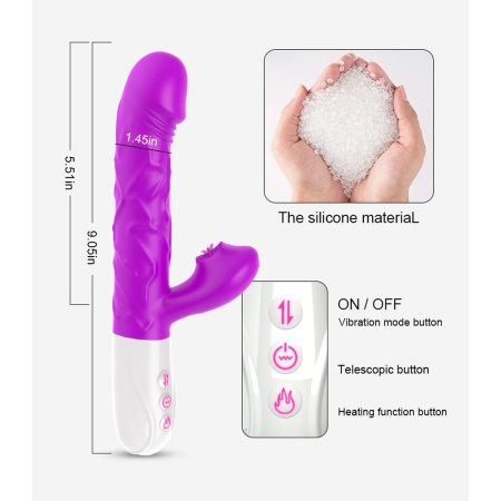 Wibrator SiliconeTongue - silikon medyczny, 10 funkcji, ruch posuwisto-zwrotny i ogrzewanie - 8