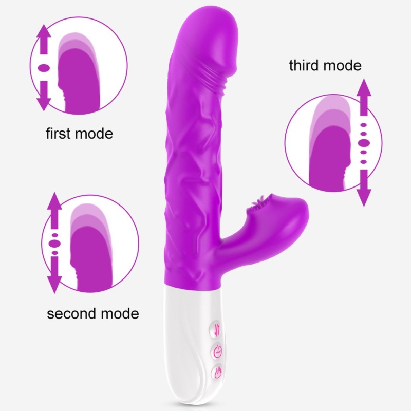 Wibrator SiliconeTongue - silikon medyczny, 10 funkcji, ruch posuwisto-zwrotny i ogrzewanie - 9