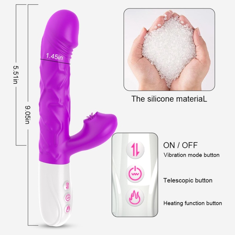 Wibrator SiliconeTongue - silikon medyczny, 10 funkcji, ruch posuwisto-zwrotny i ogrzewanie - 11