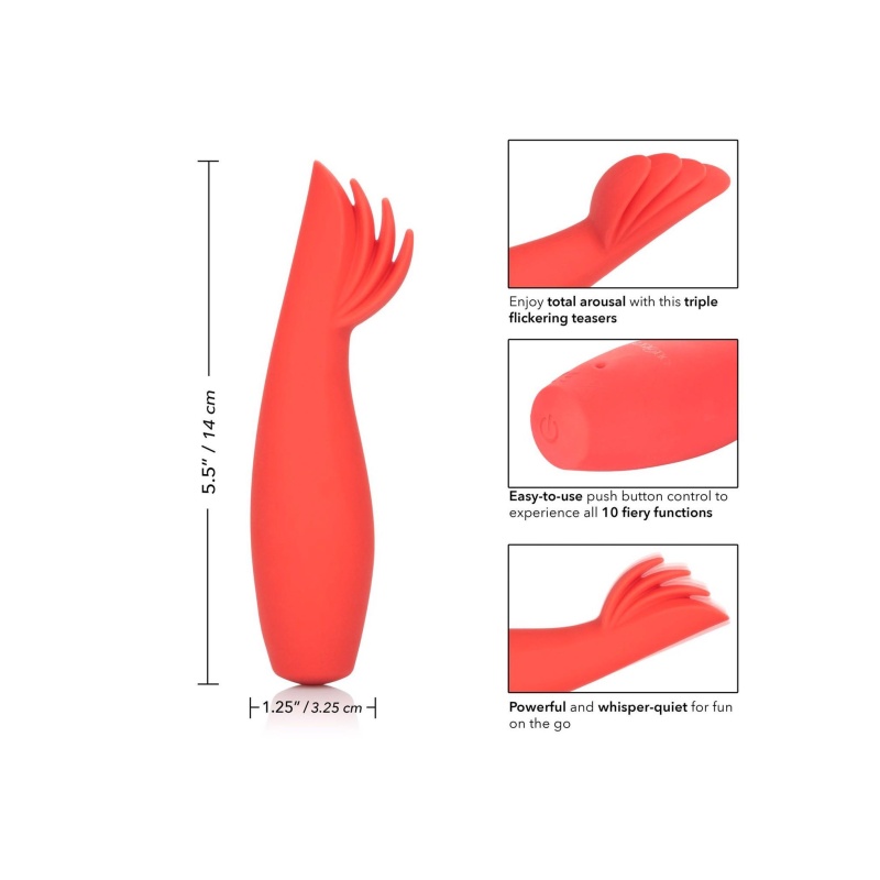 Stymulator łechtaczki Red Hot Blaze Red - 3 wypustki, 10 funkcji, 14 cm - 6