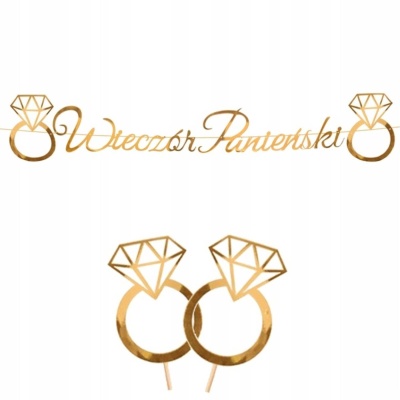 Zestaw złotych dekoracji papierowych na wieczór panieński - 1