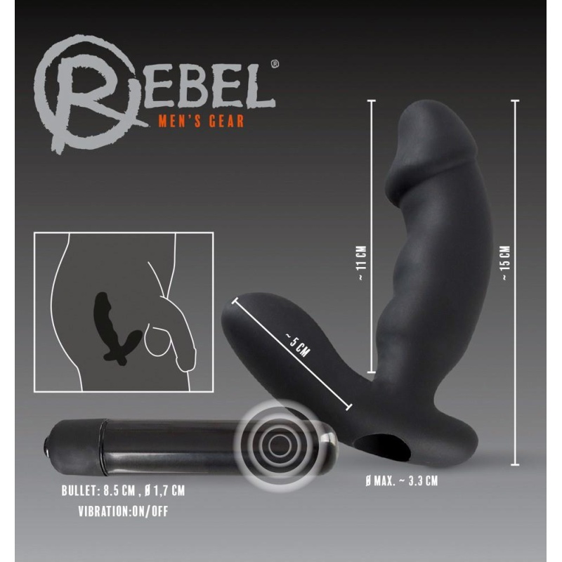Wibrator Rebel w kształcie penisa z pofalowanym wałem 2,7–3,3 cm i stymulatorem krocza, 15 cm - 7