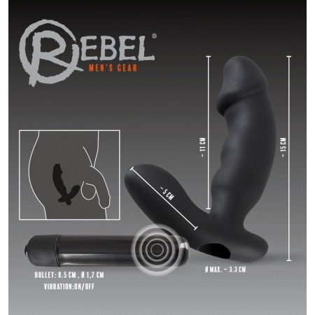 Wibrator Rebel w kształcie penisa z pofalowanym wałem 2,7–3,3 cm i stymulatorem krocza, 15 cm - 7