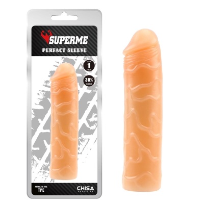 Perfact Sleeve CHISA - realistyczna nakładka na penisa z TPR, 18 cm, powiększająca obwód i długość - 1