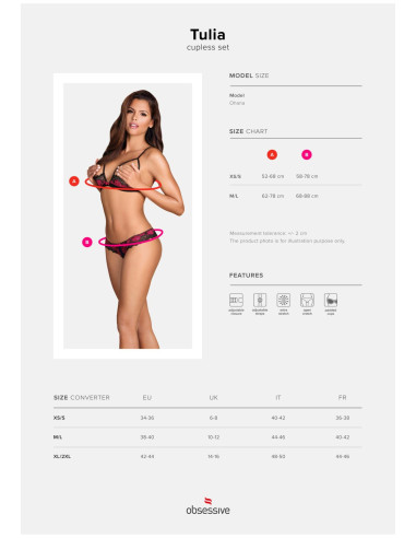 Tulia komplet 2-częściowy otwarty czarny    XS/S