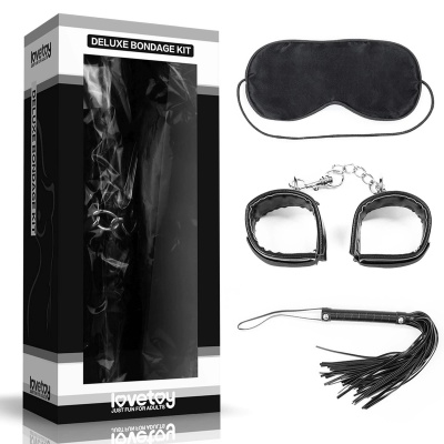 Zestaw BDSM Deluxe Bondage Kit 3-elementowy, czarny - 1