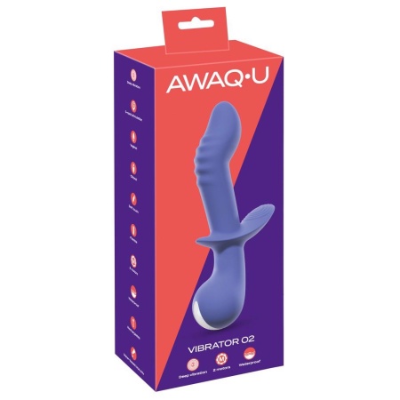 Wibrator AWAQ.U Vibrator 2 z podwójnym silnikiem i stymulatorem łechtaczki, zakrzywiony wał 12 cm, 21,6 cm - 1