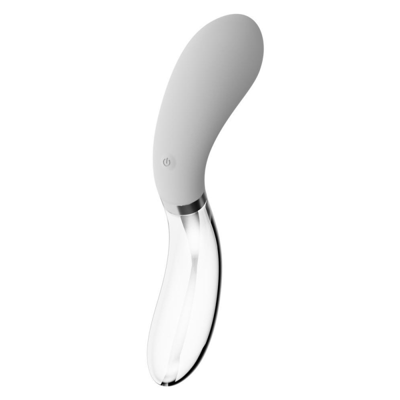 Wibrator szklano-silikonowy Curve LED Glass Vibrator 2, dwustronny, 20,5 cm - 2