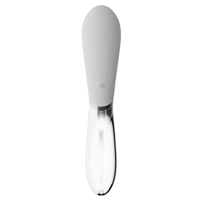 Wibrator szklano-silikonowy Curve LED Glass Vibrator 2, dwustronny, 20,5 cm - 3