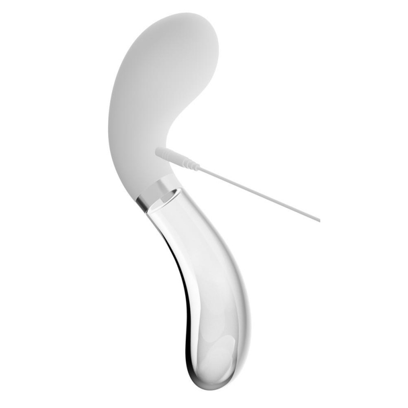 Wibrator szklano-silikonowy Curve LED Glass Vibrator 2, dwustronny, 20,5 cm - 8