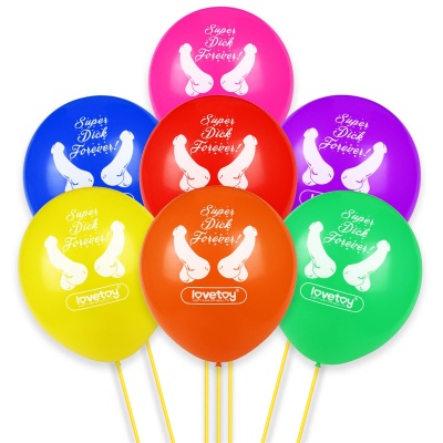 Balony Super Dick Forever 7 sztuk - lateks, 30 cm, 7 kolorów - 1 2