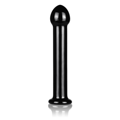 Szklane Dildo Glass Romance 17,8 cm Czarny z Przezroczystymi Paskami - 1