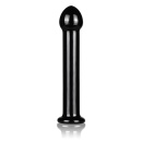 Szklane Dildo Glass Romance 17,8 cm Czarny z Przezroczystymi Paskami - 1