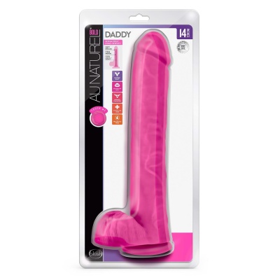 Dildo Au Naturel Bold Daddy 14″ - podwójna gęstość SENSA FEEL, giętki rdzeń FlexiShaft i podstawa z przyssawką, 35,5 cm - 1