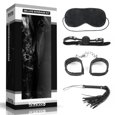 4-elementowy zestaw BDSM Deluxe Bondage Kit czarny - 1