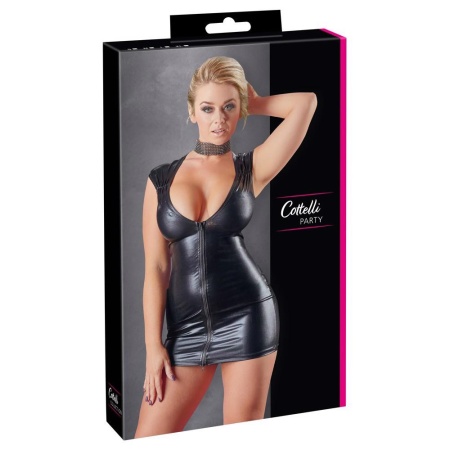 Wet Look Dress with Zip - 1