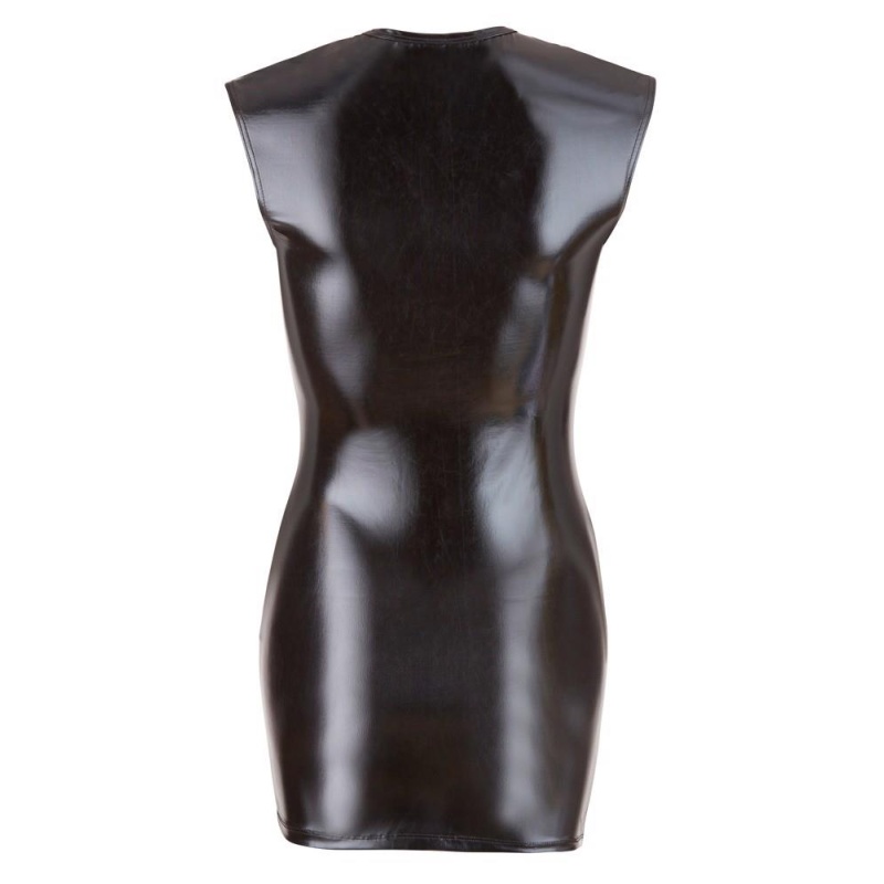 Wet Look Dress with Zip - 7