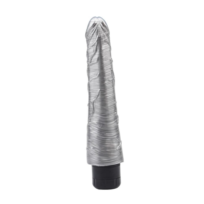 Realistyczny wibrator Johnny Boner-Silver z żyłkowaną główką i regulacją kółkiem, długość 23 cm, średnica 4,8 cm - 3