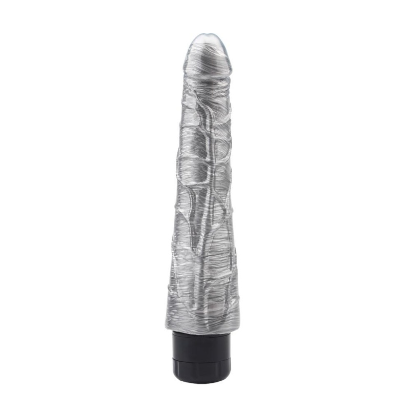 Realistyczny wibrator Johnny Boner-Silver z żyłkowaną główką i regulacją kółkiem, długość 23 cm, średnica 4,8 cm - 4