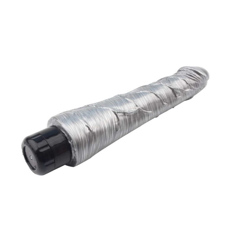 Realistyczny wibrator Johnny Boner-Silver z żyłkowaną główką i regulacją kółkiem, długość 23 cm, średnica 4,8 cm - 5