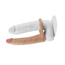 Dildo The Ultra Soft Double 18 cm w kolorze jasnobrązowym z pierścieniem erekcyjnym - 2